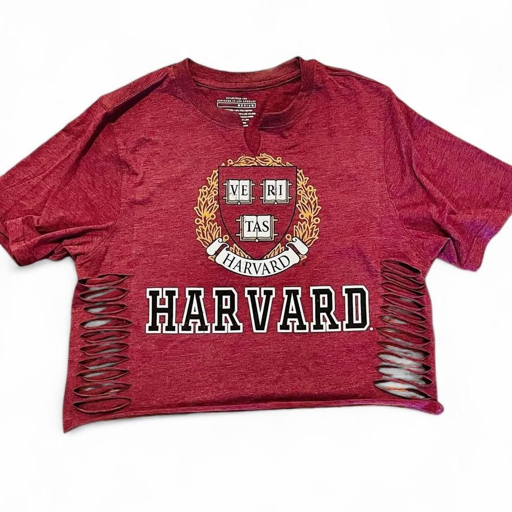 Harvard University Women's Red and Burgundy Crop-top